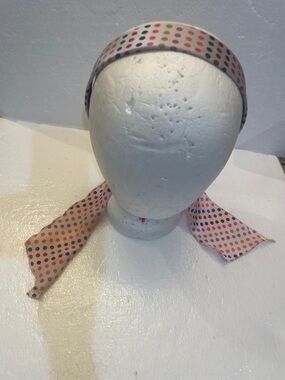 Vintage Y2K Pink Polka Dot Scarf Headband girls